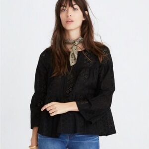 Madewell Eyelet Tiered Button Back Blouse